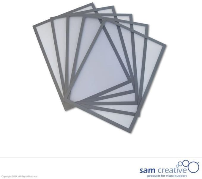 Sam Creative Whiteboard Magneten - Magneetvenster - Insteekhoezen - A4 - Grijs - 5 stuks