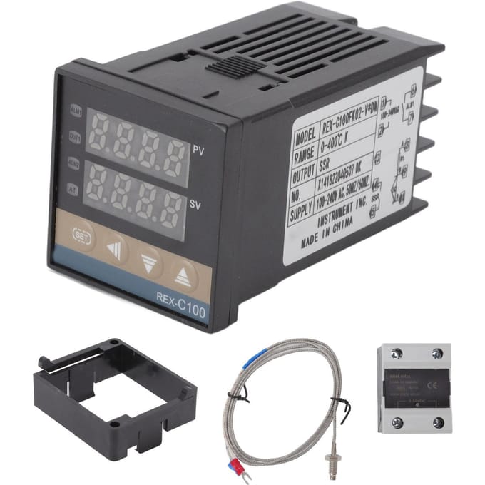 Thermostaat Temperatuurregelaar Plastic 0 tot 400 Graden Celsius met K Thermokoppel Relais gray