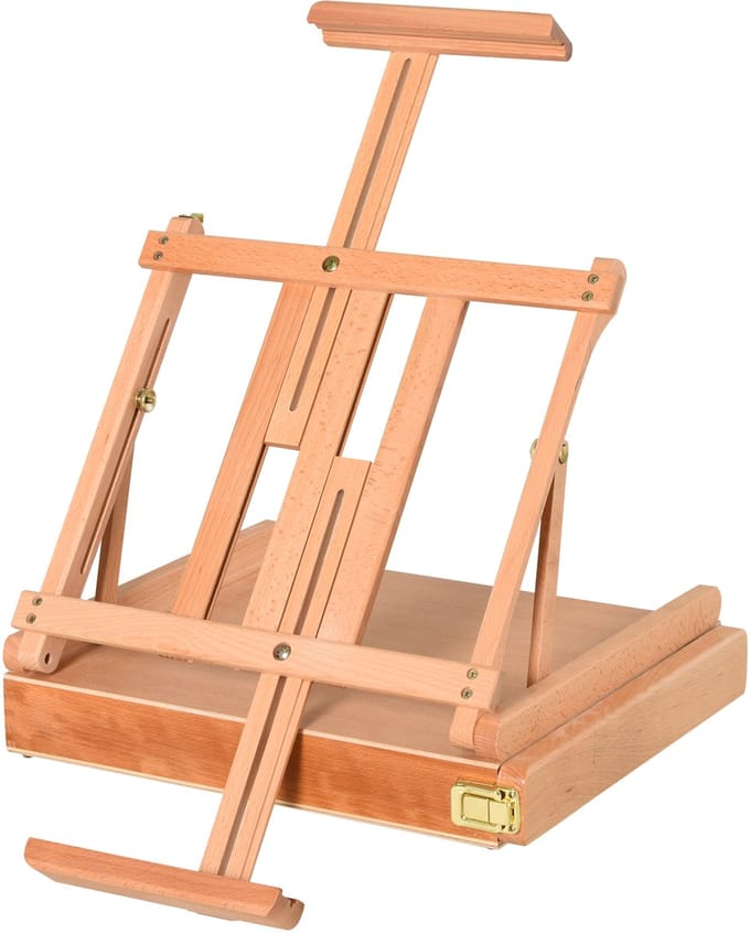 HOMCOM Easel Box Buchenholz B42 x T36 x H12,5 cm Natur