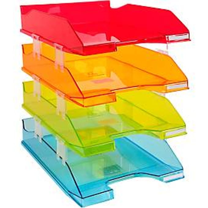 Exacompta brievenbakset Combo Linicolor, 4-delig A4+, tot 500 vel per lade, etikethouder, stapelbaar, 25 jaar