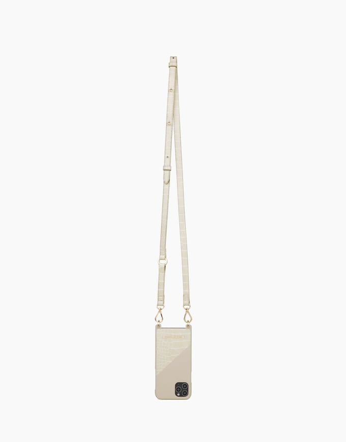 iDeal of Sweden Phone Necklace Case voor iPhone 12 Pro Max Cream Beige Croco