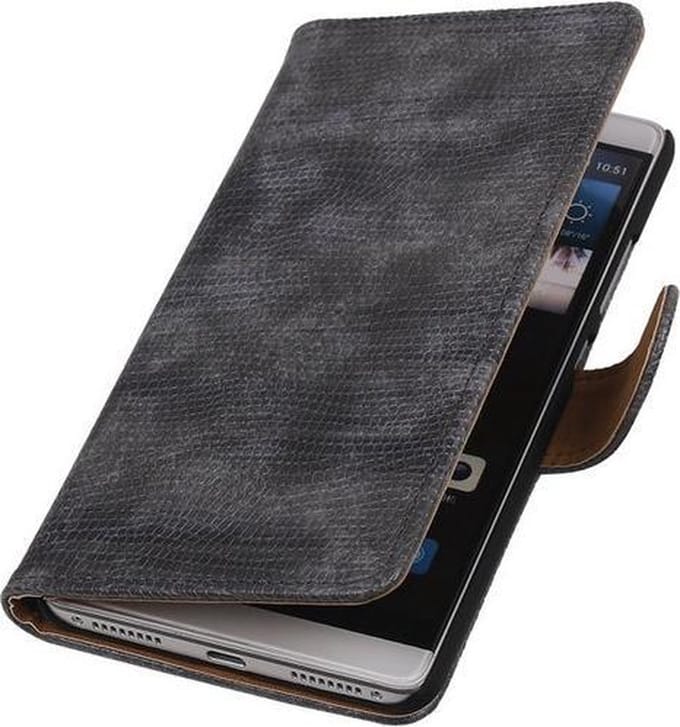 Grijs Mini Slang Booktype Huawei Mate S Wallet Cover Hoesje