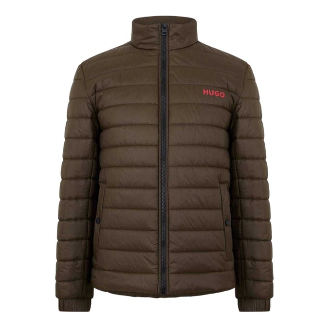 Hugo Heren Horizontale Streep Puffer Jacket (Donkergroen)
