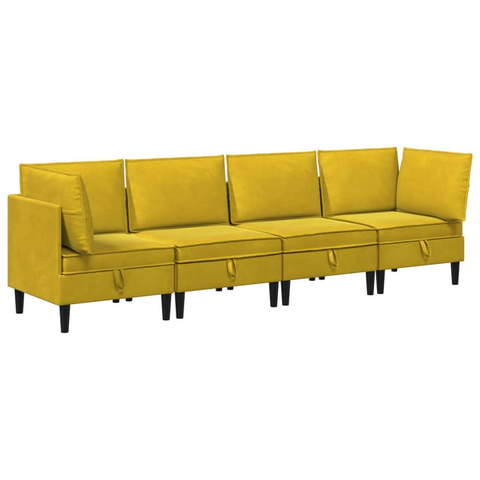 vidaXL - Woonkamer - Meubelset - 4 - st - Geel - Fluweel