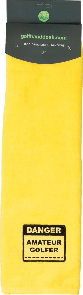 Nova Golf 'Danger Amateur Golfer' Golfhanddoek - Geel Zwart