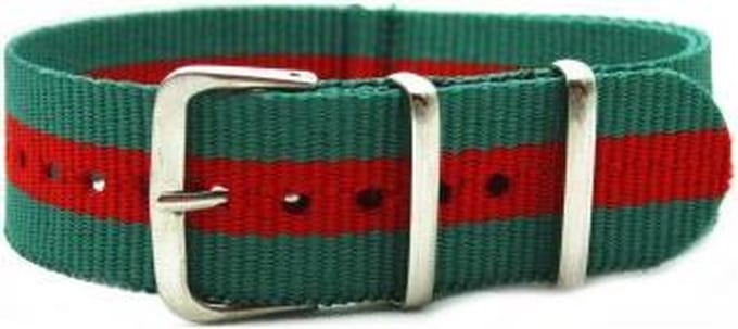 Premium Green Red - Nato strap 20mm - Stripe - Horlogeband Groen Rood