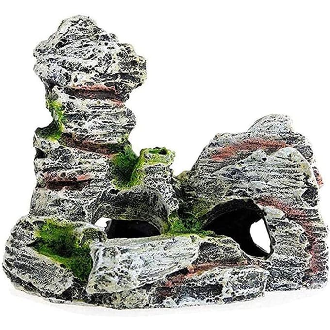 Mini Decoratieve Groene Gras Vis Aquarium Decoratieve Hars Aquarium Accessoires Aquarium Hars Grot Bergzicht Deco gray