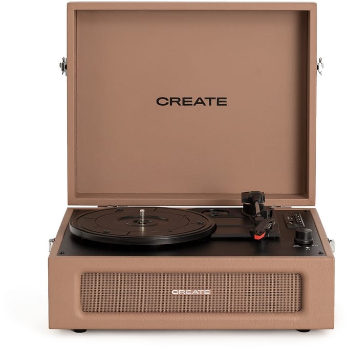 CREATE - Platenspeler Retro - Bluetooth, USB, SD, MicroSD en Mp3-recorder/speler - Mokka - RECORD PLAYER RETRO