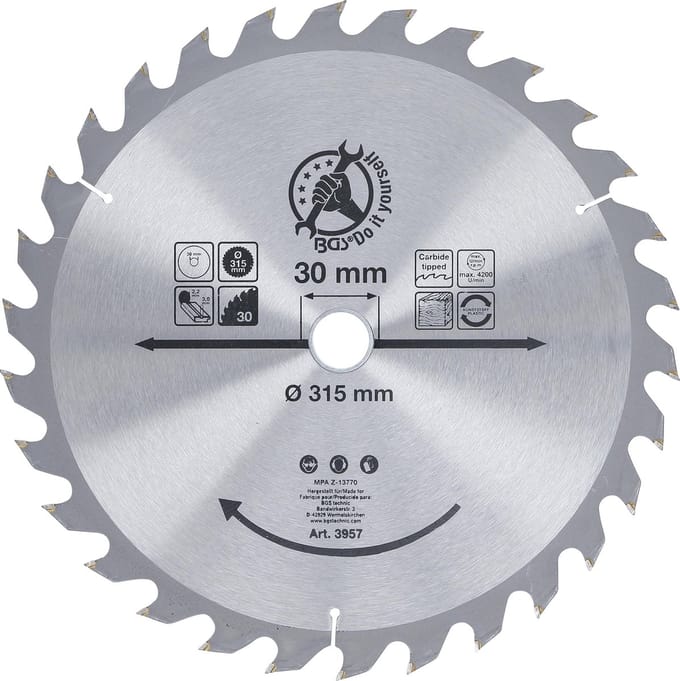 BGS HM cirkelzaagblad - Ø 315 x 30 x 3,0 mm - 30 tanden