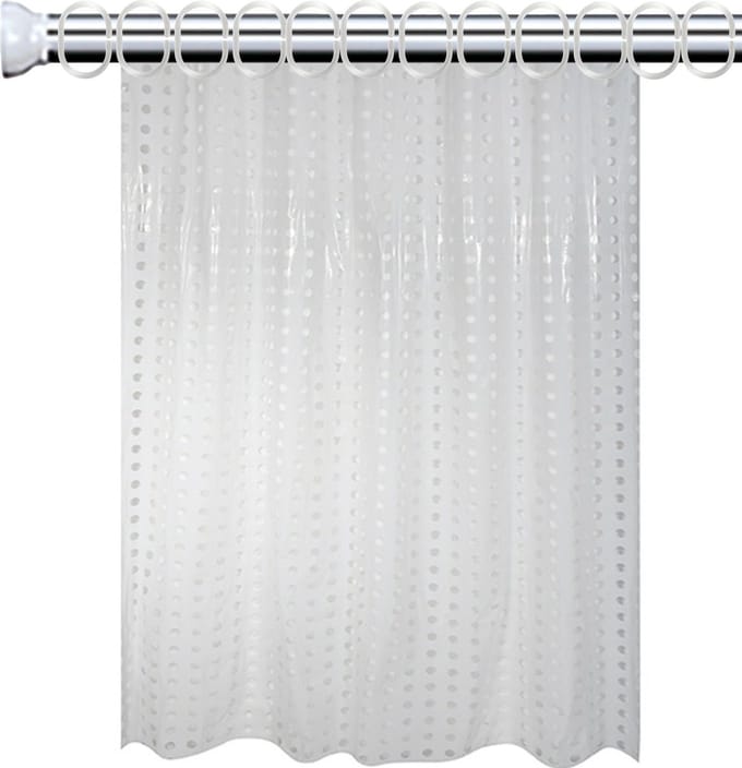 MSV Douchegordijn met ophangstang - uitschuifbaar 75-125 cm - wit - L180 x H200 cm - pvc