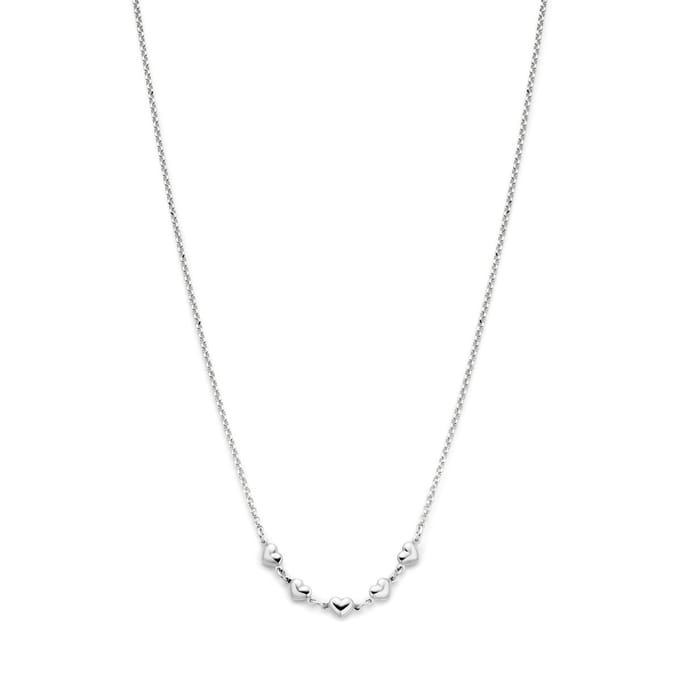zilver gerhodineerd collier hartjes 41 + 4 cm 1338435