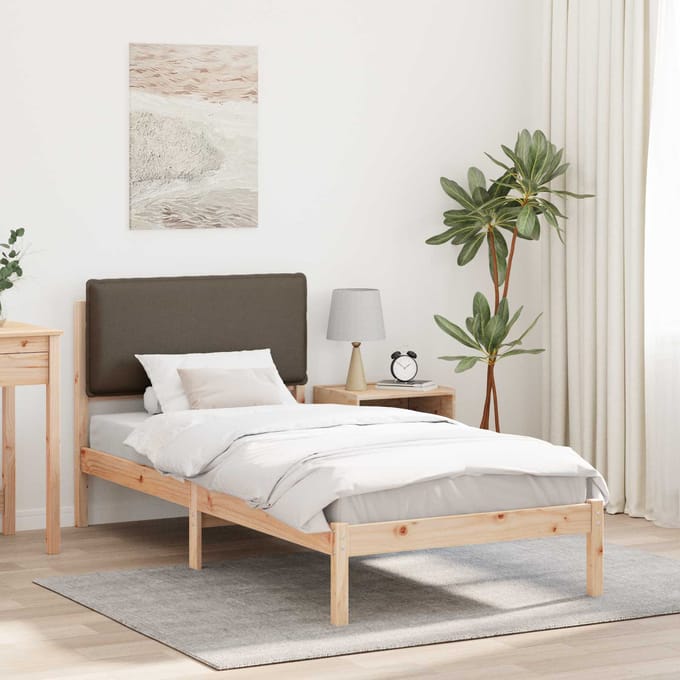 vidaXL - Bedframe - met - Gevoerde - Hoofdbord - Taupe - 100 - x - 200 - cm