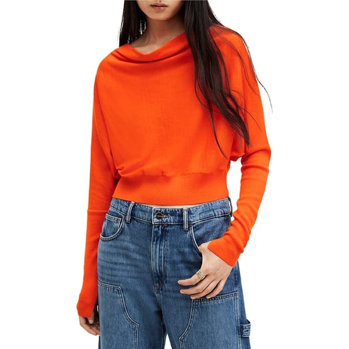 AllSaints Ridley M Crop Jumper Zesty Orange Taglia: S | Maglioni a maglia Outlet | Donna | Arancione