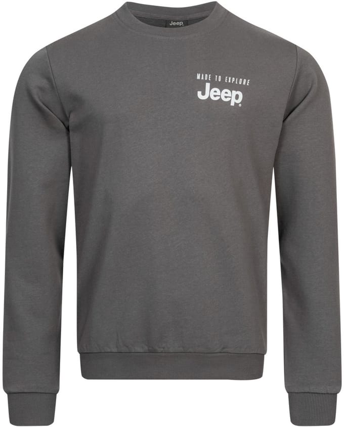 Jeep Heren Sweatshirt Met Ronde Hals Grijs - S