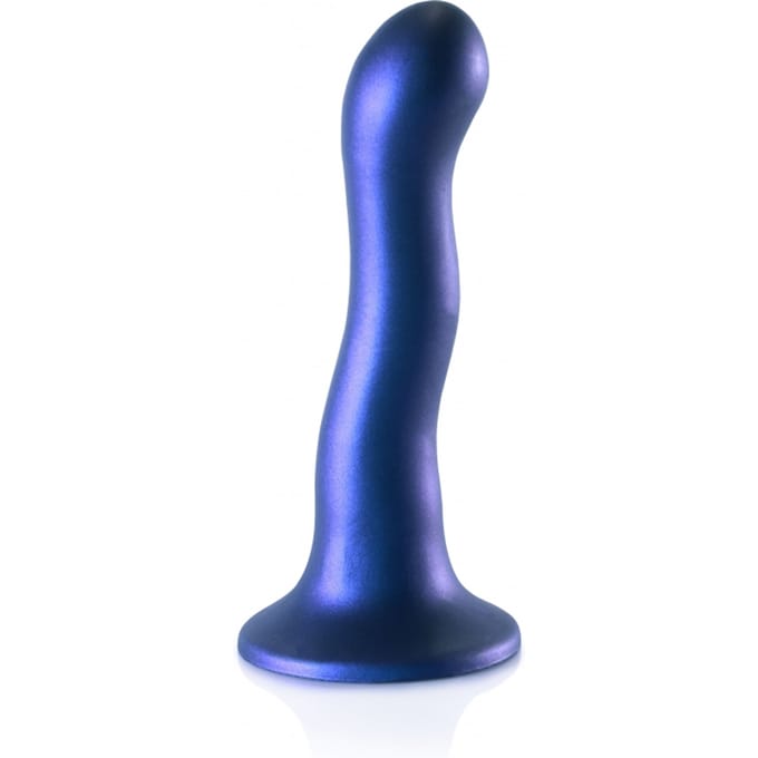 Ouch! by Shots Ultra Zachte Siliconen Curve G-Spot Dildo - 7'' / 17 cm - Metallic - Blauw