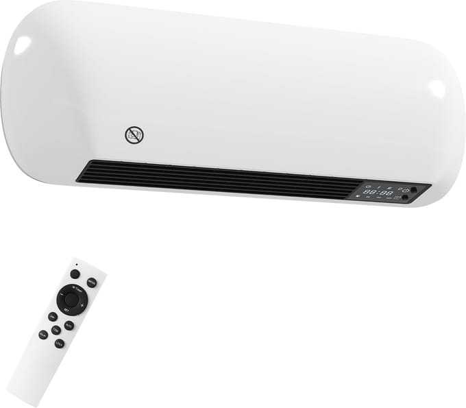 Keramische wandkachel 2000W - Elektrische wandverwarming met thermostaat - LED-display - Wit