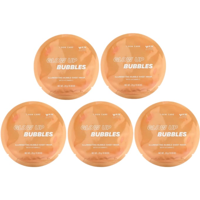 I Dew Care, Glow Up Bubble, Masque Visage Moussant Illuminant, 5 masques, 24 g (0,84 oz) chaque beige