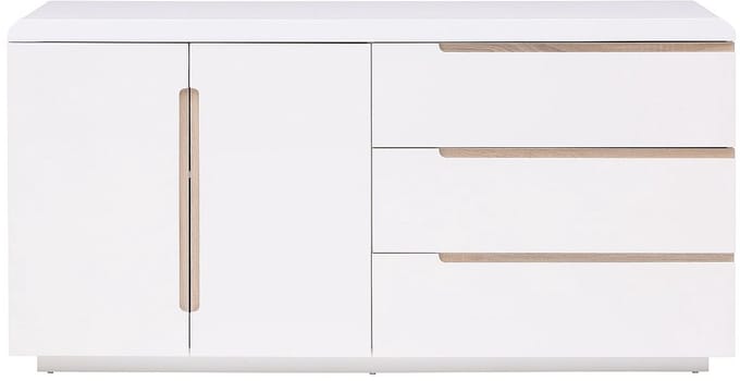 Vente-unique Buffetkast met 2 deurtjes en 3 lades - Wit en naturel - NURINI