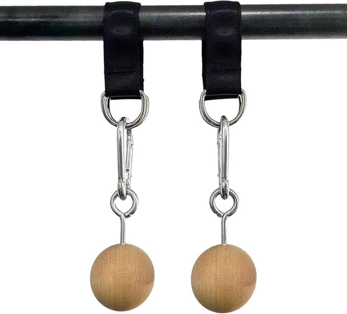 Optrekstang Accessoires - Gripversterkers - Kracht Training - Niet-scheurende Handgrepen - Set van 2 - Natuurlijk Hout