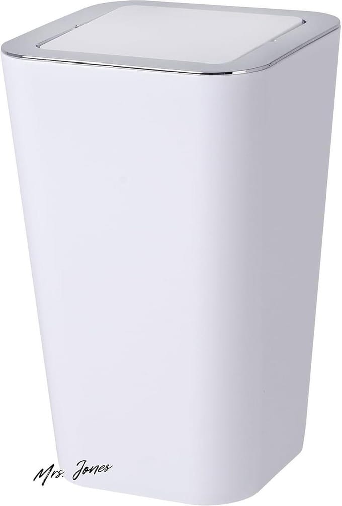 Mrs. Jones Schwingdeckeleimer Candy White - Afvalbak met deksel voor de badkamer .