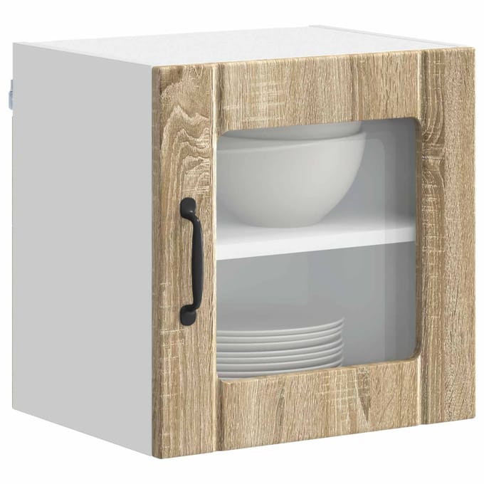 vidaXL - Wandglas - Kasten - LUCCA - 2 - st - Sonoma - Eiken - Bewerkt - hout