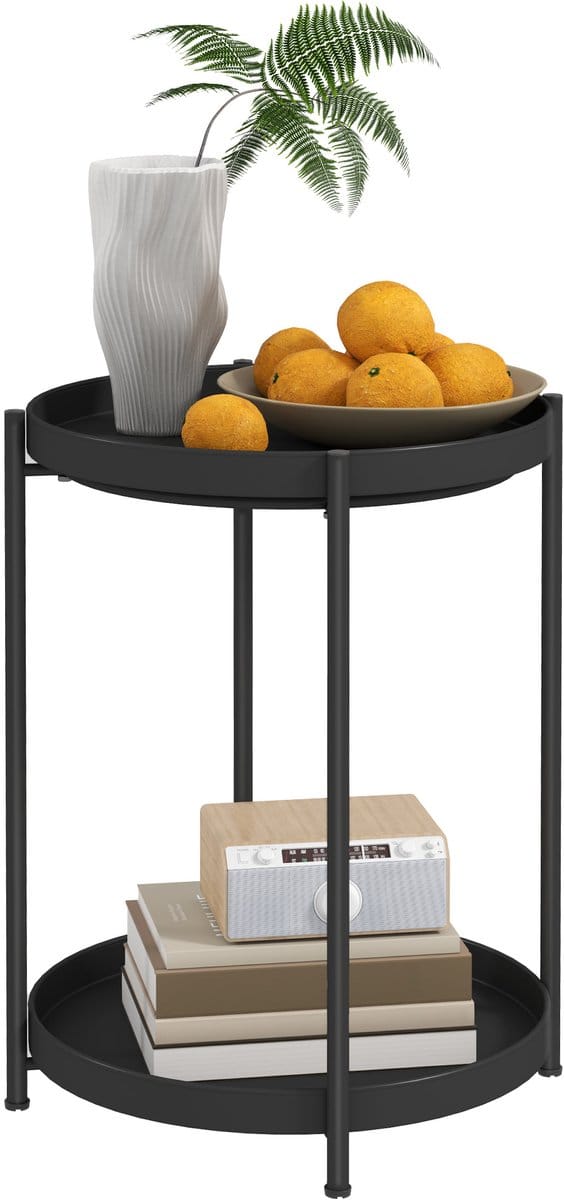 HOMCOM bijzettafel - staal - 44L x 44B x 56H cm - zwart