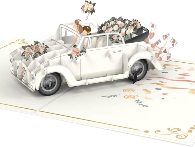Prachtige 3D Pop-up Wenskaart voor Bruiloft Twee Vrouwen