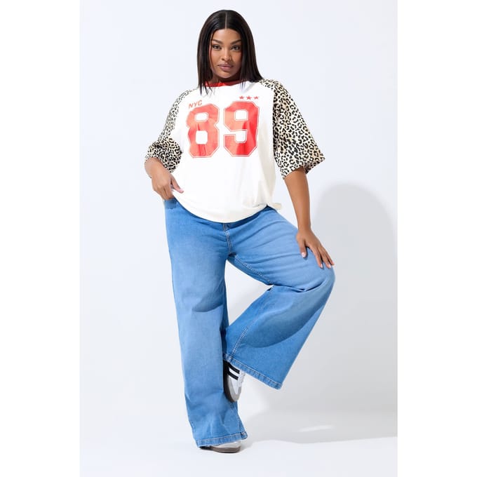 Limited Collection Wit '89' Tshirt Met Luipaardprint Size 44