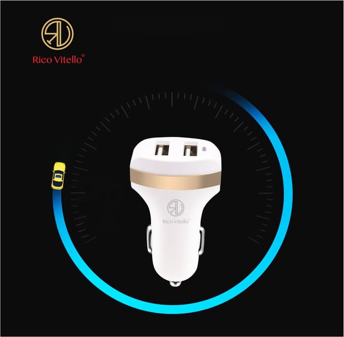 Autolader Rico Vitello 2,4A wit, Geschikt voor Samsung, Huawei, HTC, Nokia…