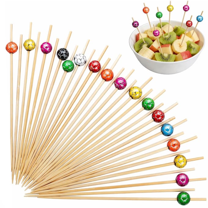 SolidKeus - 100 Stuks Voetbal Cocktail Sticks voor Feestjes