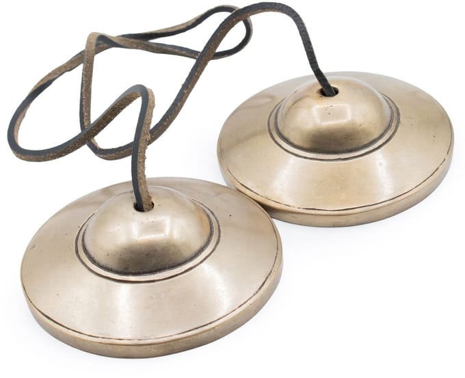 Premium Brass Tibetan Tingsha - Plain Traditional - approx 7.5cm (345gm)