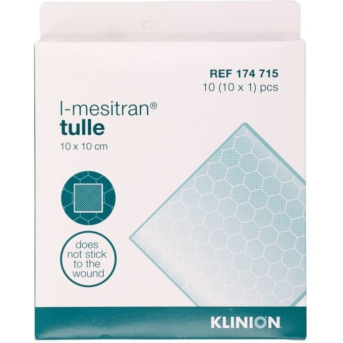 Mesitran tulle zalfkompres 10x10cm 10 stuks Klinion