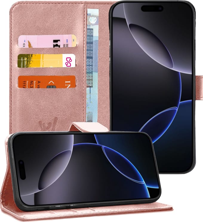 Hoesje geschikt voor iPhone 16 Plus - Portemonnee Book Case Rosegoud