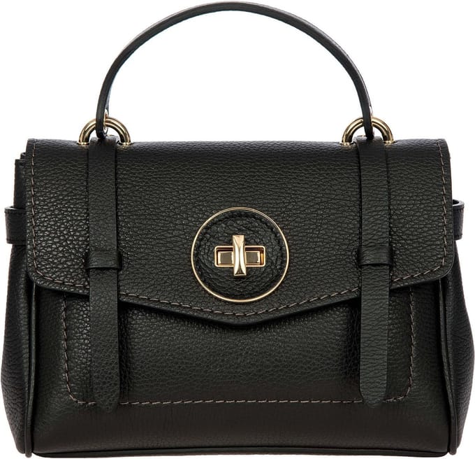 BRIC'S Leren Schoudertas Handtas Gondola Ninfea Bag Black Zwart