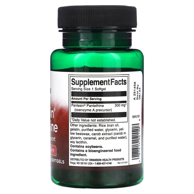 Pantesin Pantethine, 60 Zachte Capsules (300 mg per zachte capsule)