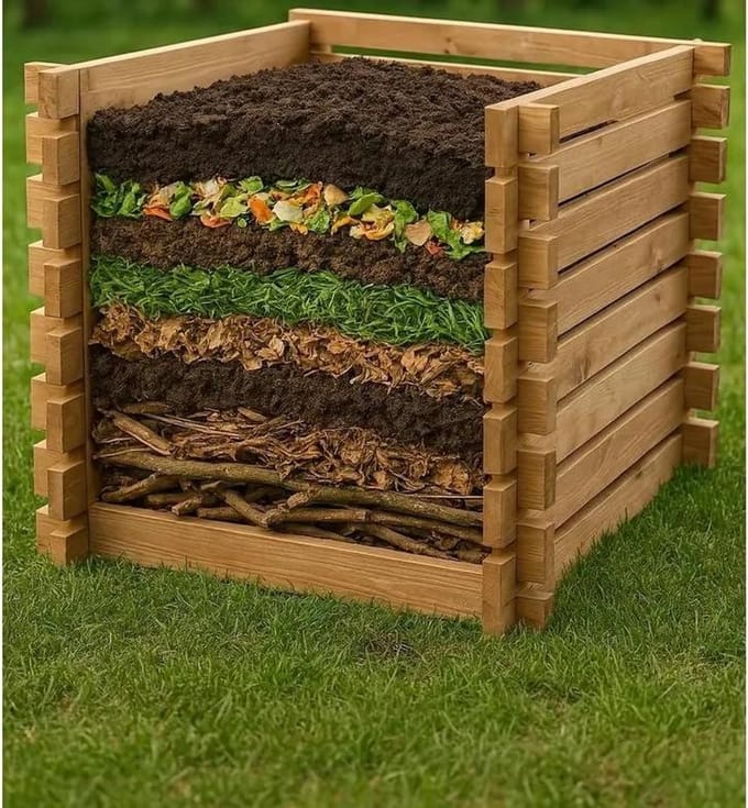 Compostbak Hout - Compostcontainer Tuin - Afval Verwerken - Zonder Schroeven - 500 liter - Bruin