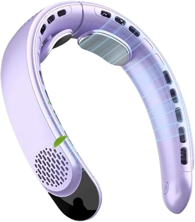 Nekventilator – Draagbare mini-koelventilator met 3 instelbare snelheden en digitaal display (Paars)