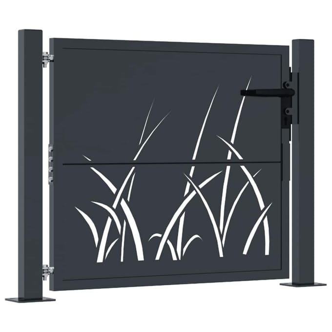 vidaXL Poort met grasontwerp 100x75 cm staal antracietkleurig