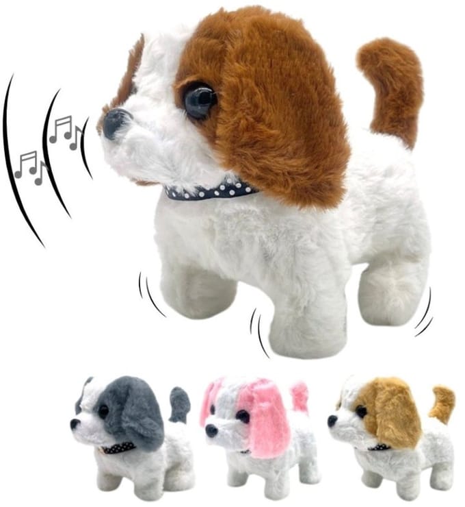 hond - plush - elektronisch - loopt en blaft - beweegt met staart - kinderen - 15 cm - cadeau tip