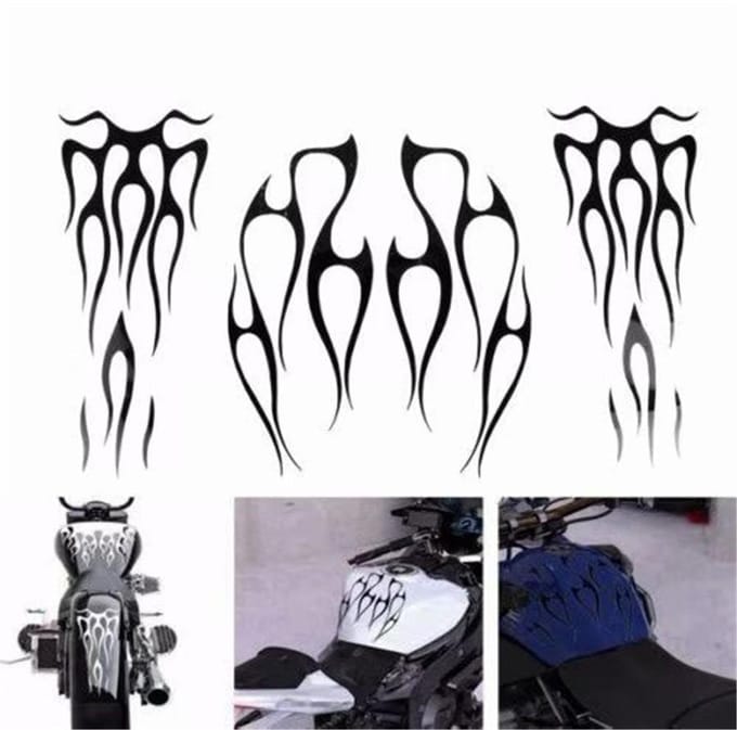 Motor motorfiets vlam gastank & spatbord stickers vinyl sticker DIY decor black