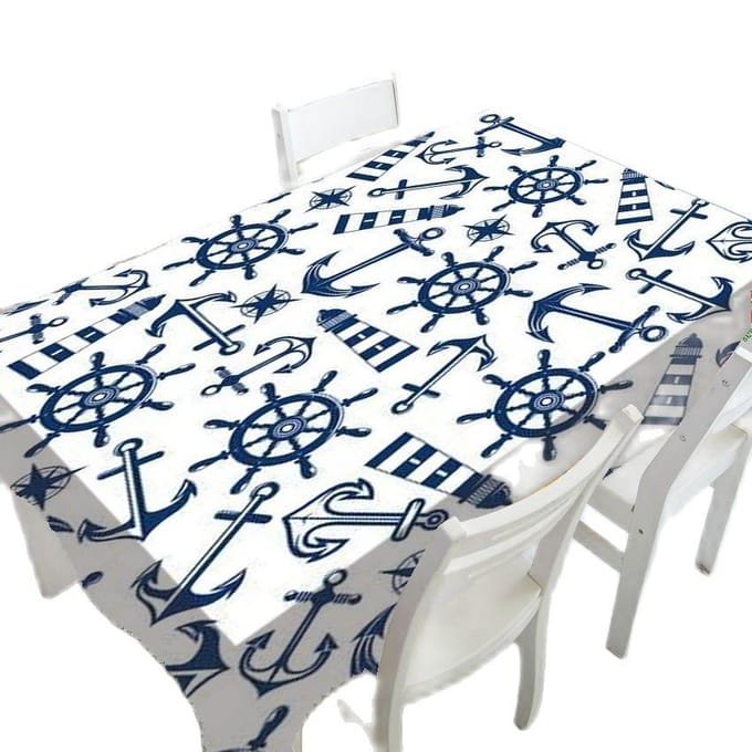 Nappe de table basse à rayures bleues et blanches, décoration de mariage de cuisine de luxe, nappe imperméable 85-85cm