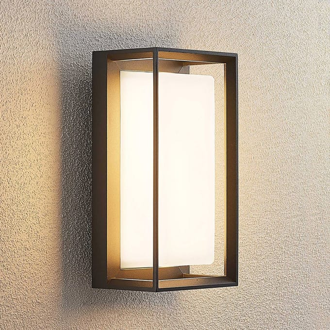 Arcchio LED buiten wandlamp Ismera, antraciet/opaal, IP65