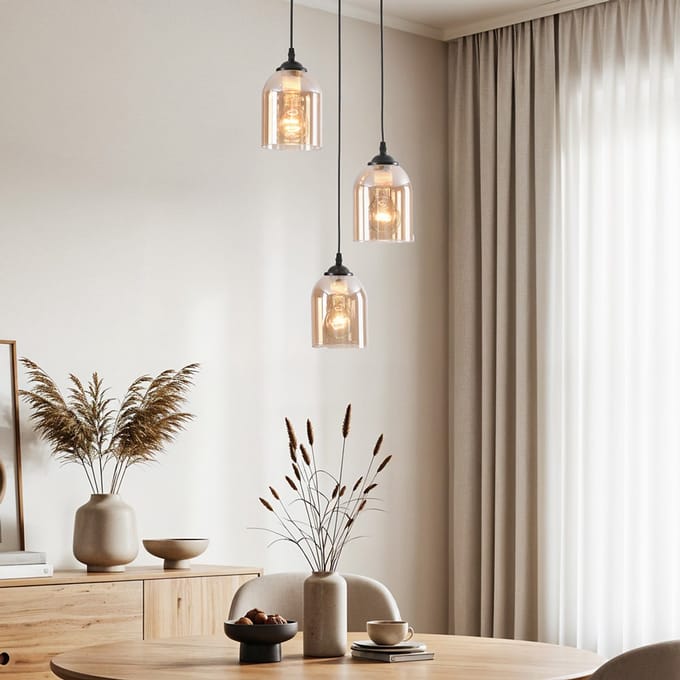 LumenXL Hanglamp 3-lichts - amber glas - Kensi