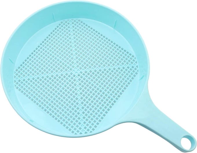 Plastic Tuin Zeef - Bodem Zeef - Zand Zeven - 3mm Gaasdiameter - 36x25cm - Blauw
