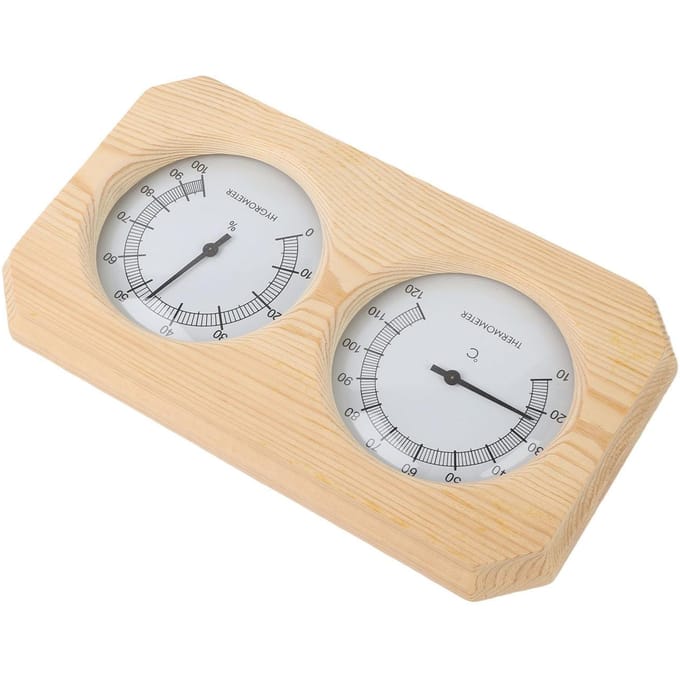 Houten Thermometer Hygrometer voor Saunaruimte Dubbele Wijzerplaat Type Temperatuur Vochtigheid Meter white