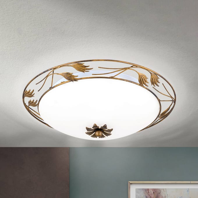 ORION Plafondlamp Fleur, antiek goud, Ø 50 cm