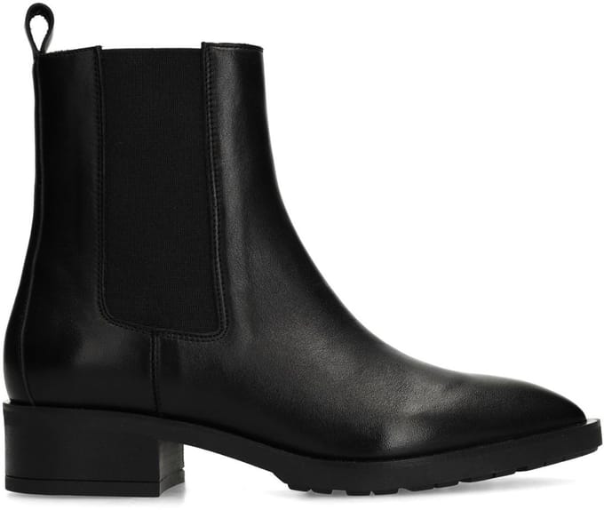 Manfield - Dames - Zwarte leren chelsea boots - Maat 39