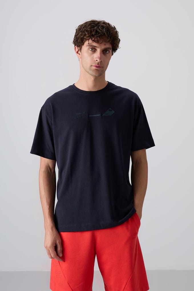 Oversized Katoen-Polyester T-shirt met Ronde Hals