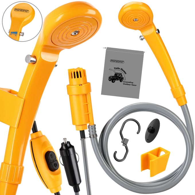 Campingdouche met dompelpomp – tuindouche – buitendouche - inclusief zuignap en houder