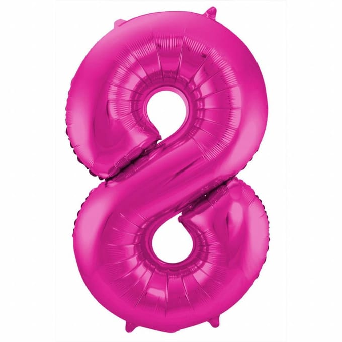 Folieballon Cijfer 8 - Magenta - 86 cm